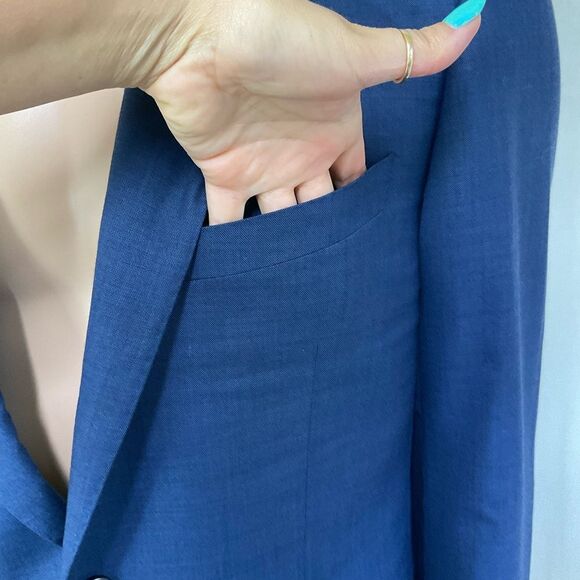 Bartorelli Napoli Blue Wool Notch Lapel Two Button Blazer Jacket 56R - Picture 8 of 15
